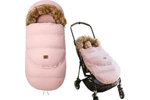 Fairy Baby Winter Cold Universal Stroller Bunting Bag for Baby Toddler-Waterproof Windproof Car Seat Cover Stroller Footmuff - Dog Outdoor Sleeping Bag with Oversized Fur Collar (Pink)