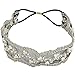 MauSong Black Headband Elastic Lace Sweet Pearl Wide Elastic Bridal Headpiece Hair Accessory