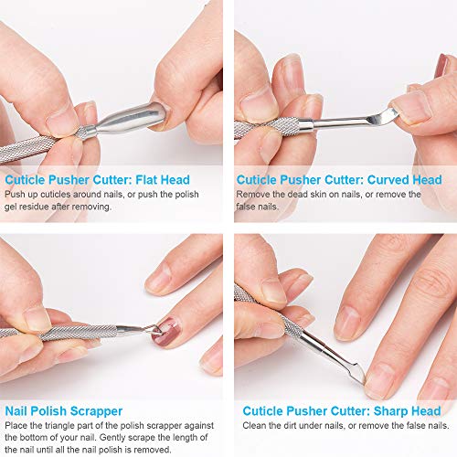 2PCS ESEICO Cuticle and Nail Care Set, Cuticle Pusher with Triangle Cuticle Peeler Scraper, Professional Grade Stainless Steel Cuticle Remover, Durable Pedicure Manicure Tools for Fingernails Toenails