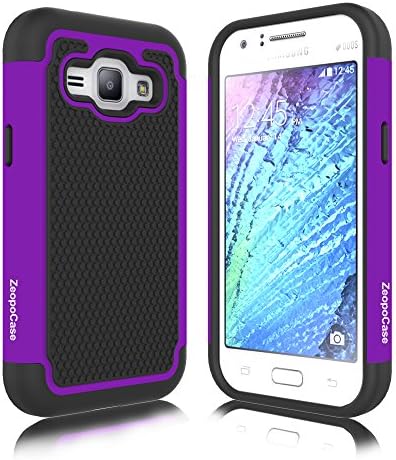 Galaxy J1 Case, Samsung J100 Case, ZeopoCase Hybrid Armor Hrad and Soft Dual Layer Defender Protective Case Cover for Samsung Galaxy J1 (2015) / J100) (Purple)