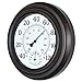 WiHoo 15 Inch Indoor/Outdoor Thermometer with Hygrometer, Stainless Steel Enclosure, Decorative Wall Thermometer for Home, Office, Study Room