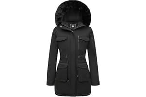 MOERDENG Women's Long Winter Coat Thickened Down Alternative Jacket Warm Puffer Jacket Water Resistant Parka