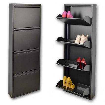 New Slim Shoe Cabinet Black For 12 Pairs Of Shoes Guaranteed