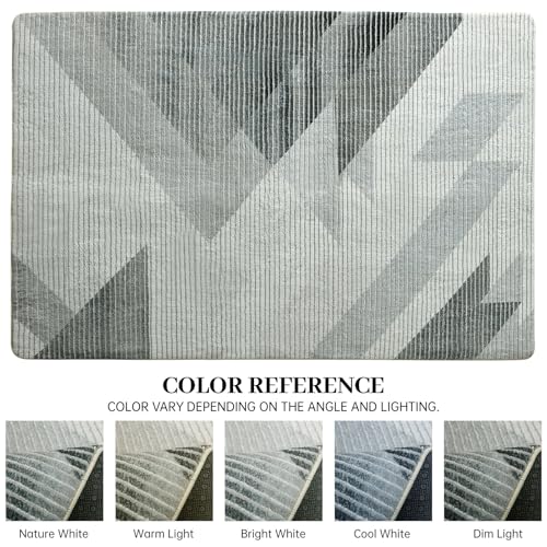 ASIinnsy Rugs for Living Room Soft Modern Abstract Carpet Non-Slip Bedroom Rug Large Short Pile Area Rugs Home Decor (Geometric Grey White, 200 x 250 cm)