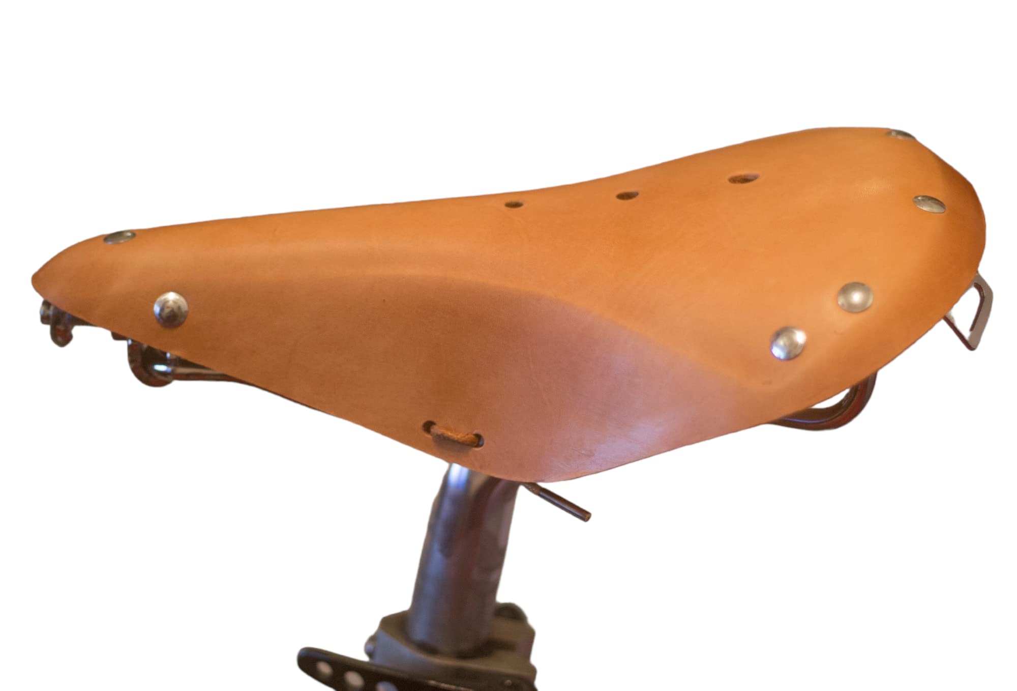 Genuine Cow Leather Saddle for BROMPTON in Light Brown