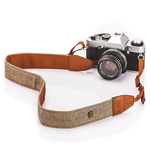 Fomito Camera Shoulder Neck Strap Vintage Belt for All DSLR Camera Nikon Canon Sony Pentax Classic White and Brown Weave - Thumbnail 4