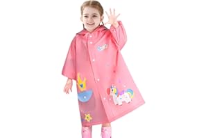 Hovkib Kids Raincoats, Waterproof Rain Jacket Boys Girls Rain Poncho Toddler Rainwear 3D Cartoon Rain Suit for 2-12 Years