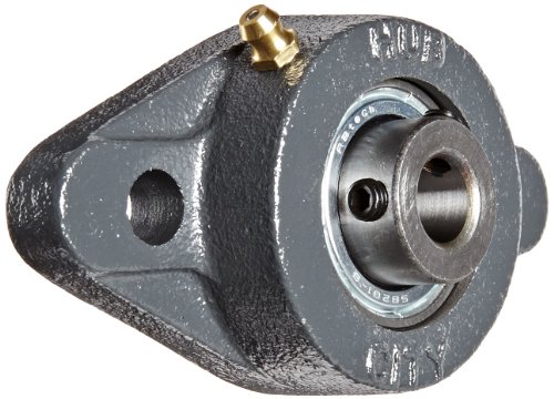 Hub City FB260URX1/2 Flange Block Mounted Bearing, 2 Bolt, Normal Duty, Relube, Setscrew Locking Collar, Narrow Inner Race, Cast Iron Housing, 1/2" Bore, 1.303" Length Through Bore, 3" Mounting Hole Spacing