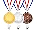 Senjo Rewards Olympic Style Award Medals for Kids and Adults, Metal Competition Ribbons with Display Hook Hangers Gold, Silver, Bronze Awards (3 Piece Set)