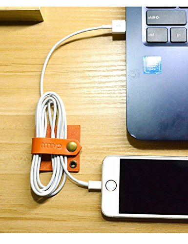 CAILLU Power Cord Organizer,Headphone Key Chain cable Organizer,Earphone Headset Wrap Winder,Cord Manager,iphone Headphone holder USB Lightning Cable Ties,Cable Winder Leather,earbud clips 2 Pack
