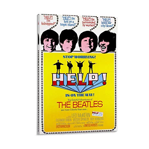 XYDQ Poster décoratif sur toile The Beatles Help British – 50 x 75 cm - Les Beatles, Paul McCartney, John Lennon, RIngo Starr, George Harrison XYDQ Poster décoratif sur toile The Beatles Help British - 50 x 75 cm