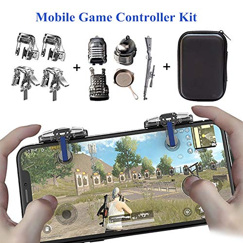 Mobile Game Controller [4 Triggers+5 Keychains] – Aovon Sensitive Shoot and Aim Joysticks Physical Buttons for PUBG/Knives Out/Rules of Survival, Gift for Kids and Players