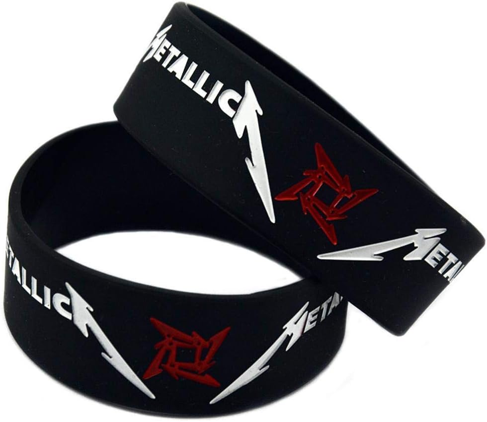Dixinla Sports Wristbands Fashion Bracelet Silicone Metallica Europe and The United States Rock Metal Band 1-inch Star with Creative Gifts Set of 10 Pieces