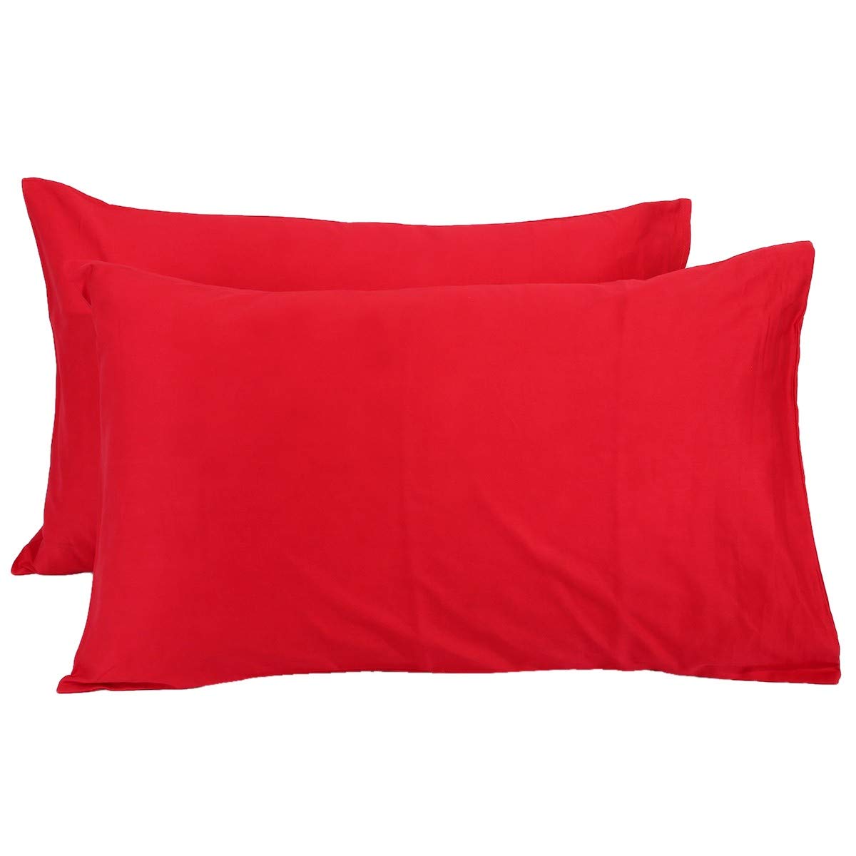 mookaitedecor 100% Cotton Pillow Cases Red 2 Pack, 400 Thread Count Queen Size Large Pillow Cases Envelope Solid Colour Pillowcases Cushion Covers for Bedroom Sofa Couch 20 x 30 Inches Pillow Case