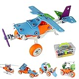 PBOX PBOX -132Pcs, 5-in-1 DIY Creative Stacking Toys, Stem Learning Models Transform Car Airplane Building Kits, Educational Construction Engineering Toy 5+ Year Boys&Girls