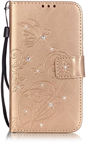 iPhone 8 Plus Case, iPhone 7 Plus Wallet Case, Matop iPhone 8Plus Wallet Leather Flip Protective luxury Pretty Rhinestone Case Card Slot Kickstand for iPhone 7 Plus / 8 Plus (gold butterfly)