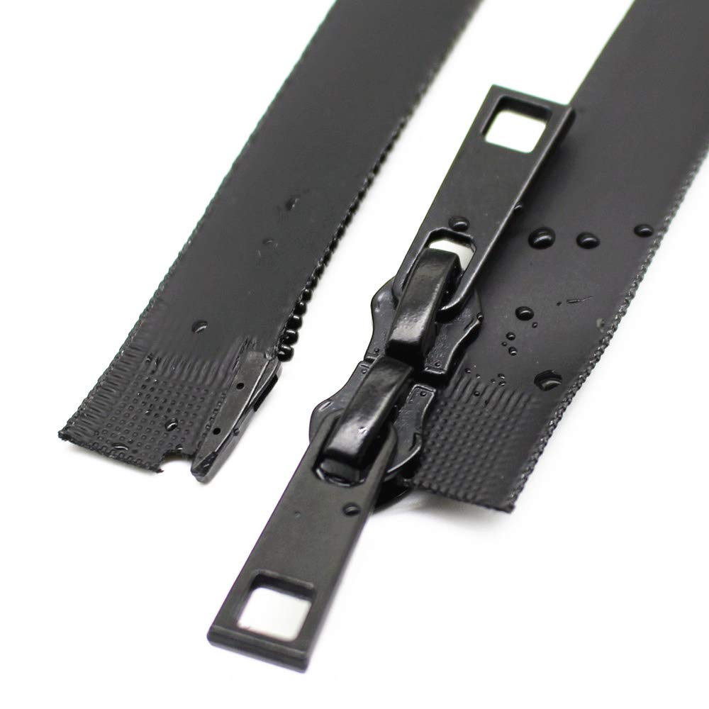 YaHoGa 28 Inch #5 Two Way Separating Waterproof Zippers Black Water Resistant Zippers for Jacket Sewing Coat Down Coats Tailor Craft (28" WP)