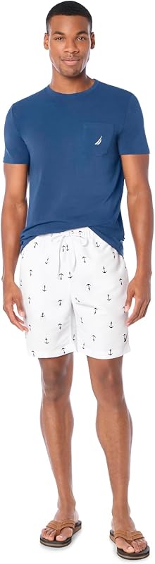 Bañador para Hombre Quick Dry All Over Classic Anchor Print Swim Trunk, Blanco Brillante, S