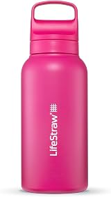 LifeStraw Go Series Insulated Water Filter Bottle 1L Orchid Pink view 1