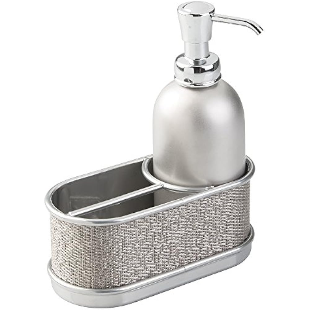 MDesign Kitchen Sink Soap Dispenser Pump And Sponge Caddy Organizer For