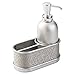 mDesign Kitchen Sink Soap Dispenser Pump and Sponge Caddy Organizer for Kitchen Countertops - Metallic/Chrome