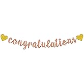 Congratulations Banner - Graduation/Anniversary Party Supplies - Happy Wedding/Retirement/Bridal Shower/Baby Shower Party Decorations/Hanging Sign Photo Props