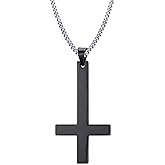 ellifam Inverted Cross Necklace | Gothic Upside Down Necklace, Modern Minimalist Pendant, Religious, Symbolic Alternative Jewelry, Punk, Demon, Devil, Christian Jewerly, Church of Satan