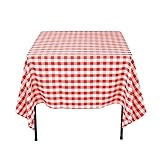 LinenTablecloth 70-Inch Square Tablecloth Red & White Checker