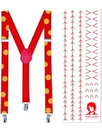 papapanda Braces Suspenders and Tattoo Set for Juzo Suzuya Tokyo Ghoul Juuzou Costume Halloween Carnival Points red Yellow