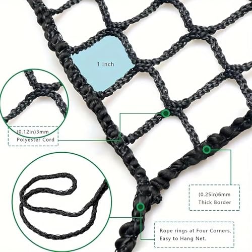 NEWFUN Golf Net, 3 x 3M Black Polyester Golf Practice Net, Portable Club Net, Training Net for Baseball and Hockey, for Indoor and Outdoor Garden Use.