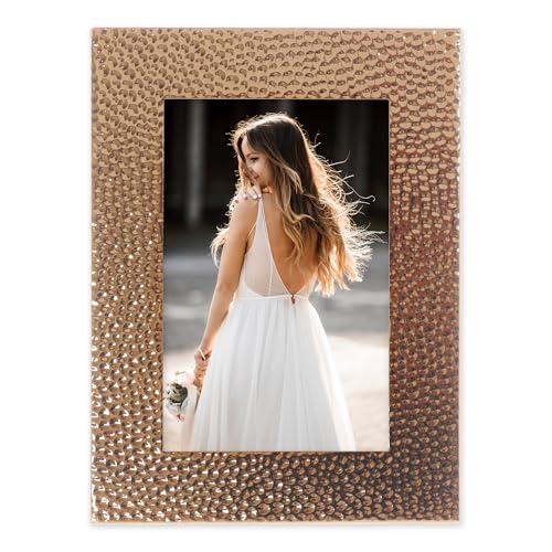 Lawrence Frames Hammered Polished Metal Picture Frame, 4x6, Gold