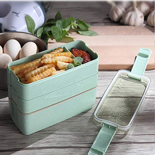 Zhuygba Cube Lunch Box, 3 Layered Partition Portable Multifunctional Lunch Boxes, Microwave Oven Boxes for Home Office Outdoor