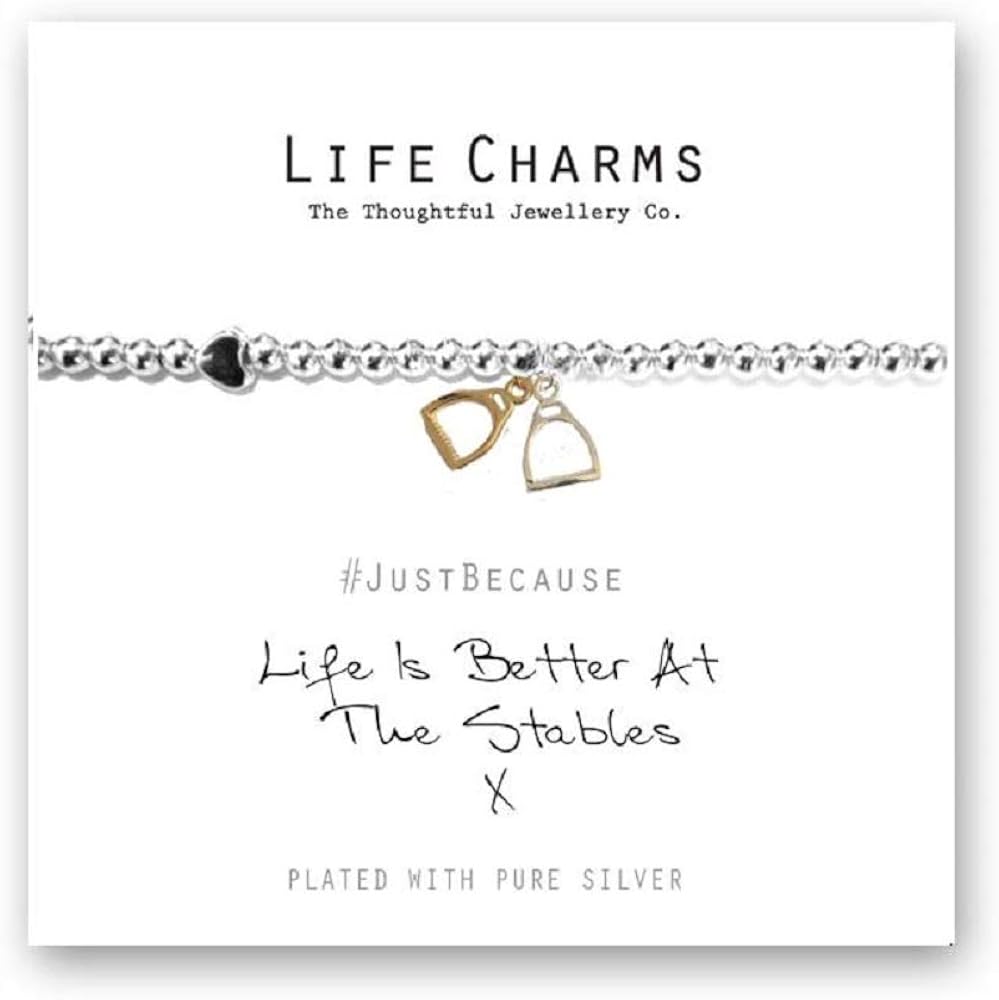 Life Charms Life is Better at The Stables Bracelet, Silver, 7.5 inch
