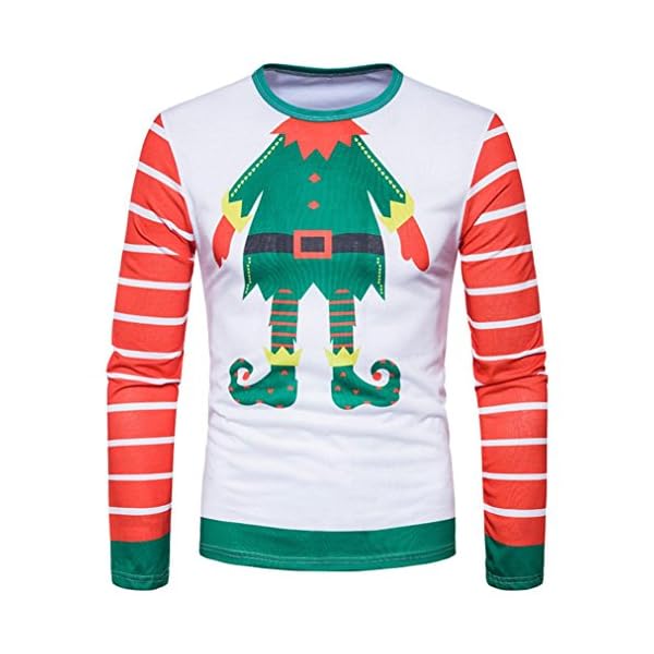 Ninasill Mens Autumn and Winter Xmas Christmas PrintingTop Men's Long-Sleeved T-Shirt Blouse