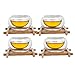 Home tea(TM) 50ml double layer glass teacup Handcraft Heat Resistant tea cup set of 4
