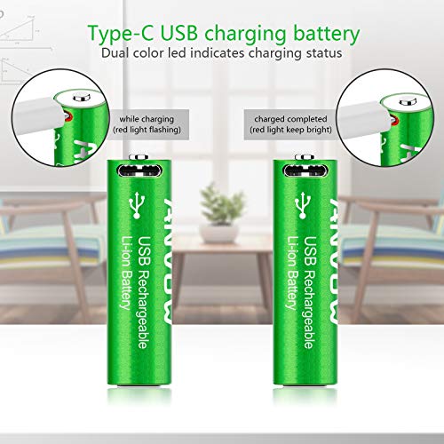 ANVOW Rechargeable AA Lithium Batteries Double AA Battery 1.5V