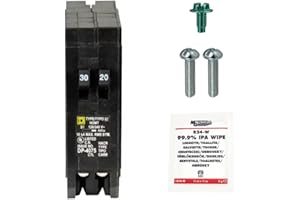 FalconSupply Genuine Square D HOMT3020 Tandem Circuit Breaker Kit (1 Pack), 30/20 Amp (30A/20A) Single-Pole, 120V, 10kAIC, UL Listed, Space Saver for Homeline Panel, Workshop, Garage, RV