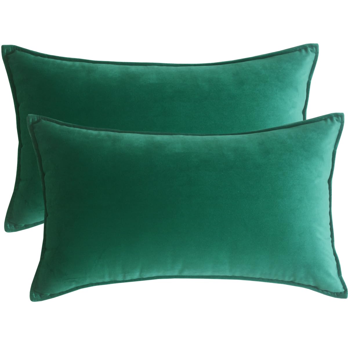 Lutanky Velvet Cushion Covers 30 x 50 cm Turquoise Decorative Rectangle Throw Pillow Cover (Pack of 2) Soft Oblong Piped Pillowcases for Sofa Bedroom with Invisible Zipper 12x20 Inch — image 1