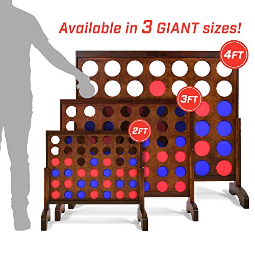 GoSports-Giant-Wooden-4-in-a-Row-Game-Choose-Between-Classic-White-or-Dark-Stain-3-Foot-Width-Jumbo-4-Connect-Family-Fun-with-Coins-Case-and-Rules