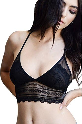 Leto Collection Scallop Lace Open Back Keyhole Longline Plunge Brami Bralette