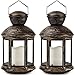 Bright Zeal 2-Pack Bronze Hexagon Decorative Lantern with LED Candle - LED Lanterns Battery Operated Decorative - Hanging Candle Lanterns Indoor - Outdoor Lanterns Decorative Vintage Lantern