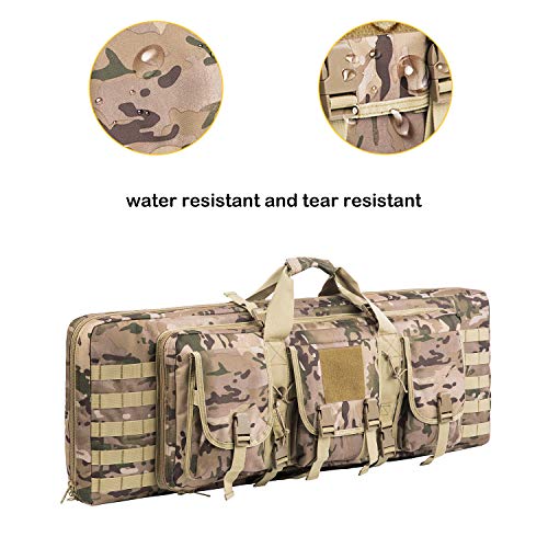 AK47/AR16 Tactical Rifle Case Double Carbine Bag Outdoor Molle Deluxe Double Rifle Gun Bag Padded Long Gun Case & Rifle Storage Backpack(2 Sizes and 6 Colors to chooese from) (Multicam, 38inch)