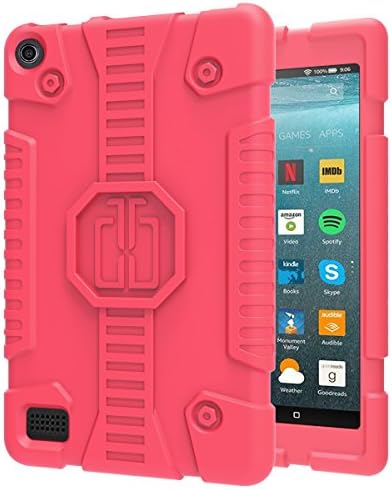 TsuiWah All-New Amazon Kindle Fire 7 Shockproof Impact Resistant Flexible Kids Friendly Protective Soft Silicone Case for Fire 7 inch Tablet (7th Gen,2017 release)&amp;(5th Gen,2015 release) ,Red