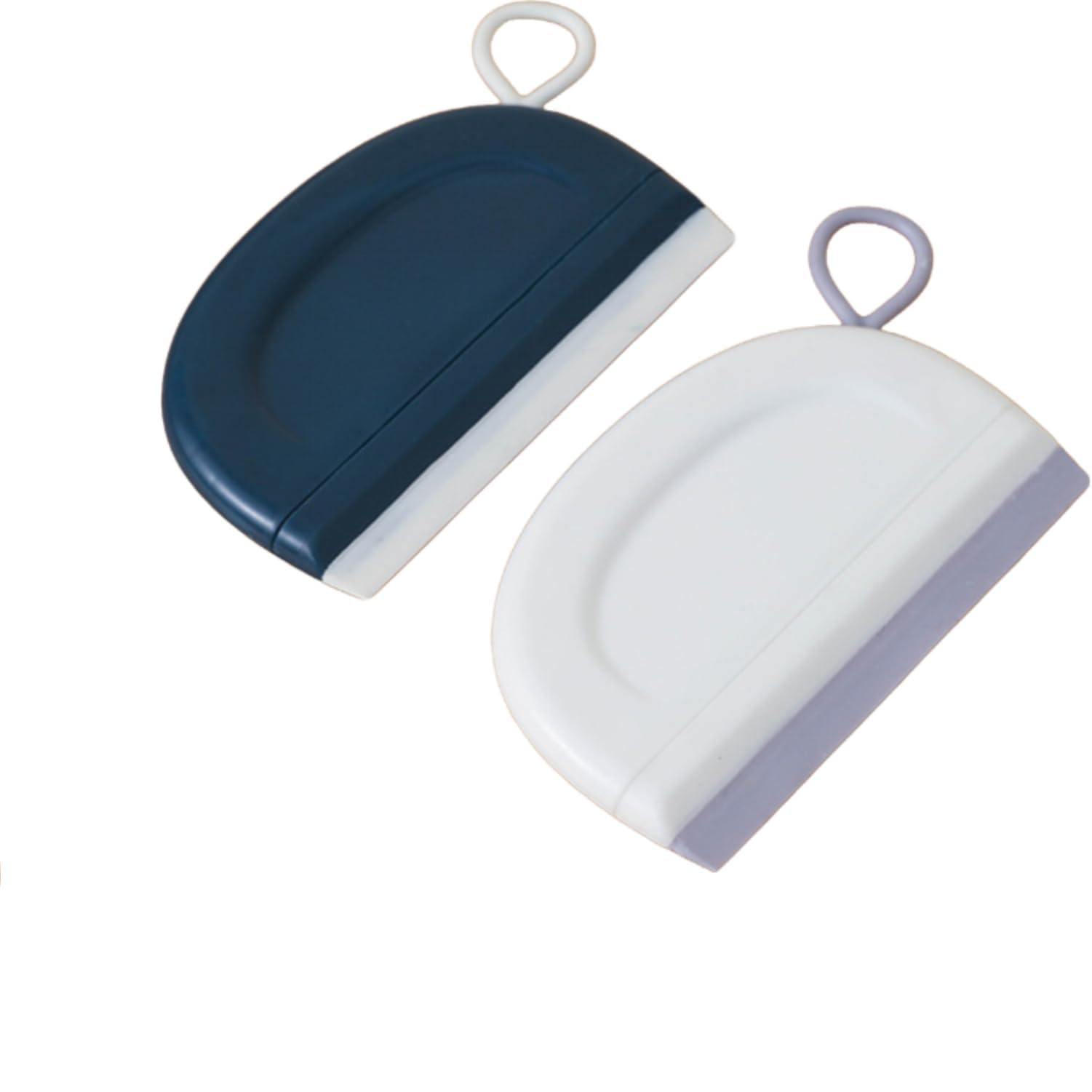 KOOLEVER 2 x Small Squeegee, Mini Silicone Bathroom Squeegees, Shower Squeegee for Shower Doors, Window Wiper for Home for Bathroom, Kitchen, Window, Glass(White,Blue)