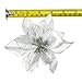 12Pcs 5 Inch Glitter Artificial Poinsettia Flowers with Ties for Wedding Christmas Festival Holiday Decor Xmas Wreath Garland Ornament Silver