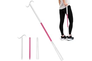 REWKCY 35.5 Inch Long Handle Shoe Horn & Dressing Stick, Adjustable Sock Remover Aid for Seniors, Portable Helper for Shoes, Socks, Pants, Shirts, Shoe Horn Long Handle for Seniors