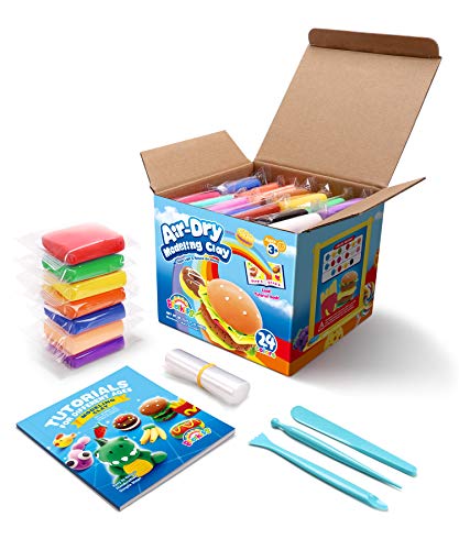 Sago Brothers Air Dry Clay, 24 Colors Modeling Clay for Kids, Molding Magic Clay for Slime add ins & Slime Supplies, Kids Gifts Art Set for Boys Girls