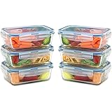 Glass Meal Prep Containers for Food Storage and Prep w/Snap Locking Lids Airtight &amp; Leak Proof - BPA Free - Oven, Dishwasher, Microwave, Freezer Safe - Odor and Stain Resistant