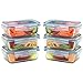 Glass Food Storage Containers - Food Storage Containers & Meal Prep - 6 Pack Snap LockLids Airtight & Leak Proof - Oven, Dishwasher, Microwave, Freezer Safe - Odor and Stain Resistant -12 total pieces