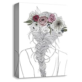 Canvas Wall Art Neighbor Girl Abstract Painting Artwork for Home Prints Framed - 12x18 inches